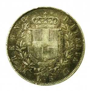 Itálie, Viktor Emanuel II, 5 lir 1869 (629)