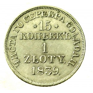 Zabór rosyjski, 15 kopiejek=1 złoty 1839 MW (680)