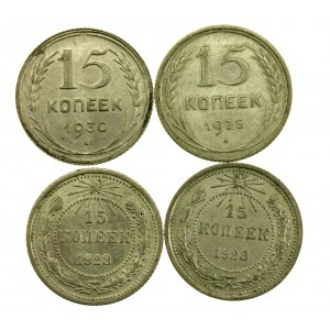 Sovietske Rusko, ZSSR, sada 15 kopejok 1923 - 1930. spolu 4 ks. (681)