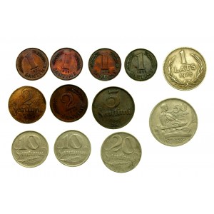 Łotwa, zestaw monet 1922-1939. Razem 12 szt. (684)