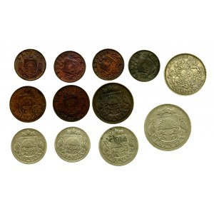 Łotwa, zestaw monet 1922-1939. Razem 12 szt. (684)