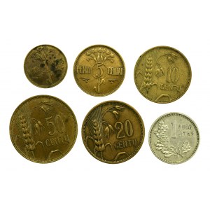 Litwa, 1, 5, 10, 20, 50 centów i 1 lit 1925. Razem 6 szt. (686)