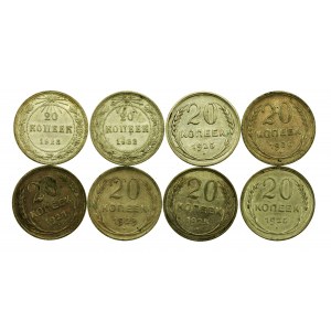 Soviet Russia, USSR, set of 20 kopecks 1922 -1930. total 8 pcs. (687)