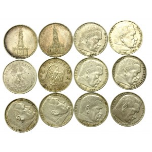 Germany, Third Reich, set of 5 marks 1934-1939. total of 12 pcs. (688)