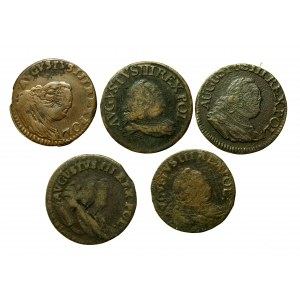 August III Sas, zestaw monet 1753-1755. Razem 5 szt. (345)