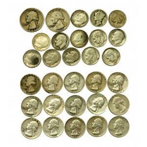 USA, sada strieborných mincí 1934-1964. spolu 30 kusov. (415)