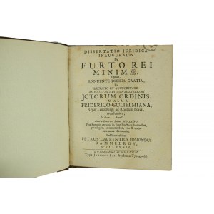 Petty theft / De furto rei minimae, Petrus Laurentius Edmondus Bammelroy, Duisburg, 18th c.