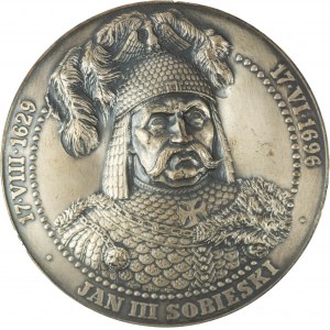 Jan III Sobieski Medaille - Schlacht bei Wien 12. September 1683, signiert Kotyło, versilbert