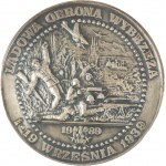 Medal pułkownik Stanisław Dąbek - Lądowa obrona Wybrzeża 1 - 19 września 1939r., sygnowany, srebrzony