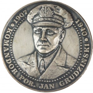 Medal Commodore Lt. Jan Grudzinski - ORP Eagle, signed Kotyllo, silver plated