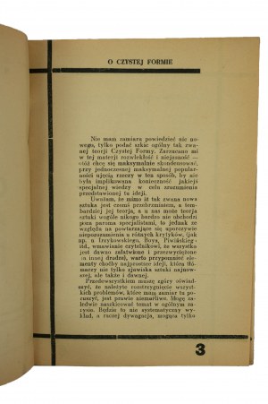 WITKIEWICZ S.I. - O czystej formie, Biblioteka Zet, 1921r. wydanie pierwsze, BARDZO RZADKIE