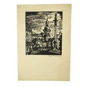 TOMECKI Bronisław Józef [1905-1994] Holzschnitt Warschau Sigismundssäule, f. 10,2 x 14,7cm