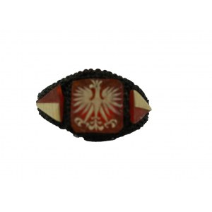 Pamiątkowy pierścionek z polskim orłem w koronie, bardzo lekki [1g] ażurowy