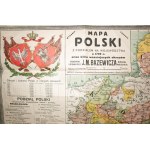 BAZEWICZ J.M. - Mapa Poľska s rozdelením na vojvodstvá z roku 1770 a niektorých významnejších období, f. 89 x 57,5 cm
