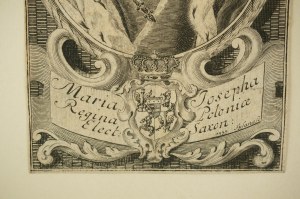 Miedzioryt Maria Josepha Regina Polonia [Maria Józefa Habsburżanka] ostatnia królowa Polski, 1737r. Ch.J. Sysang