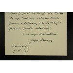 List [rękopis z autografem] Juliusza Osterwy + koperta do Aleksandra Czaplickiego, prokuratora z Radomia w sprawie zaległej należności, 1929r., RZADKIE