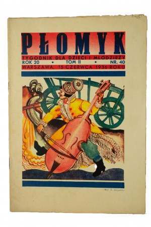 PŁOMYK weekly magazine for children and young people, year 20, volume II, number 40, June 15, 1936, issue illustrated with drawings by Zofia Stryjeńska