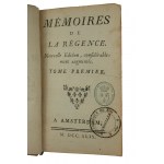 [Kráľovská knižnica] Memoires de la regence / Memoáre regentstva, zv. I, 1749, pečiatka Kráľovskej knižnice vo Versailles