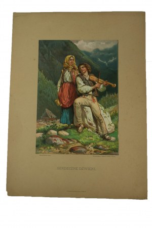 GERSON Wojciech - Serdeczne dźwięki, duża fotochromotypia barwna, f. 20,5 x 29,5cm w świetle passse-partout, 1911r.