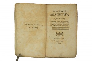 Wykrycie oszustwa w różne gry w karty, Warszawa 1823r., BARDZO RZADKIE