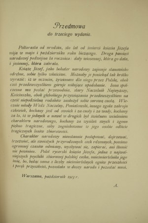 ASKENAZY Szymon - Książę Józef Poniatowski 1763-1813, Warszawa 1922r.