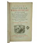 Iustini historiae Philippicae, oprawa skóra ze złoconym superekslibrisem dwugłowy orzeł z tarczą na piersi, 1760r. Abrahamo Gronovio, edycja druga