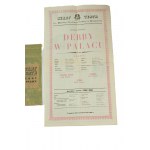 Program a divadelný plagát k hre Derby v paláci, ktorá sa hrala v Starom divadle H. Modrzejewskej v Krakove v sezóne 1966/67.