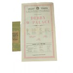 Program i afisz teatralny przedstawienia Derby w pałacu wystawionego w Starym Teatrze im. H. Modrzejewskiej w Krakowiew sezonie 1966/67
