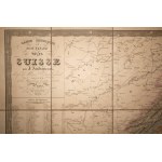 Fyzická a cestná mapa Švajčiarska od J. Andriveaua, Paríž 1831. / Carte physique el routiere de la Suisse par J. Andriveau, Paris 1831.