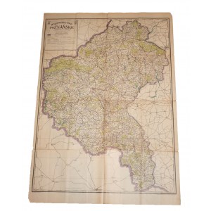 Mapa Poznaňského vojvodstva, mierka 1:300 000, Vydavateľstvo Spoločnosti priateľov vedy v Poznani, Poznaň 1922, f. 98 x 138 cm