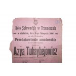 Koło Śpiewackie w Trzemesznie AFISZ Azya Tuhaybejowicz, 18 listopada 1906r.