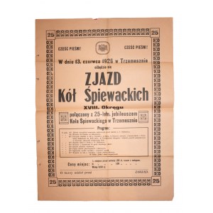 Pěvecký kroužek v Trzemesznu AFISZ Setkání pěveckých kroužků 18. okrsku spojené s 25. výročím 13. června 1926.