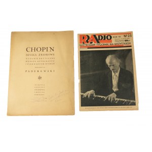 CHOPIN Sebrané spisy, kritické vydání I. Paderewského + obálka časopisu Radio z 19.VI.32r. s portrétem I. Paderewského. Paderewski