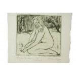 KANDZIORA Andrzej - Nude against a forest background, drycut, 10/50, signed, 1980.