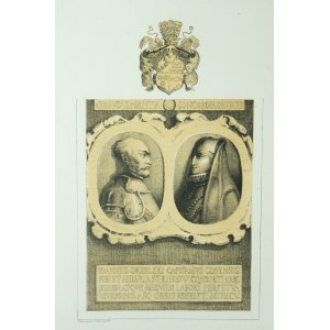JAWSZYŃSKI Marian (?) - płyta nagrobna grobowca Jana Orzelskiego i Anny Orzelskiej 1595r., litografia z 1854r.