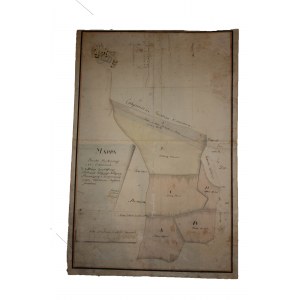 [OSZKOWICE - XVIIIw.] Mappa gruntu duchownego we wsi Oskowicach do W Xiędza Czaplińskiego proboszcza tuteyszego należący (...), 1796r., f. 52,5 x 78,5cm, BARDZO RZADKIE
