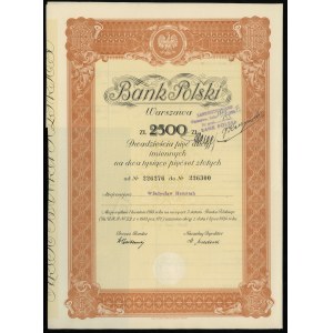 Poľsko, 25 akcií po 100 zlotých = 2 500 zlotých, 1.4.1934, Varšava