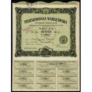 Polen, 1 Aktie für 400 Zloty, 1930, Warschau