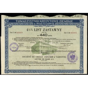 Poland, 4 1/2 % pledge letter for 440 zlotys, 25.10.1935