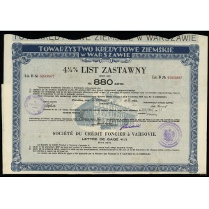 Polsko, 4 1/2 % hypoteční zástavní list za 880 zlotých, 25.10.1935