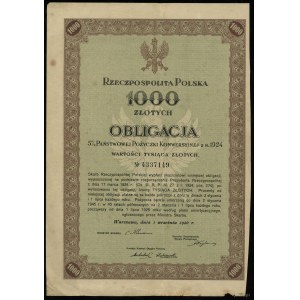 Rzeczpospolita Polska (1918-1939), obligacja na 1.000 złotych 5% państwowej pożyczki konwersyjnej, 1.09.1926, Warszawa