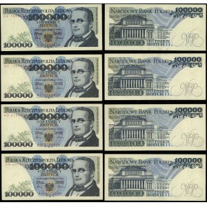 Poland, set: 4 x 100,000 zlotys, 1.02.1990