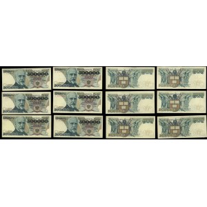 Poland, set: 9 x 500,000 zlotys, 20.04.1990