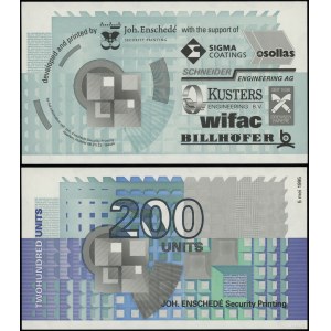 Niderlandy, banknot testowy - 200 units, 5.05.1995