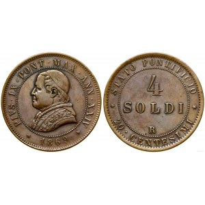 Watykan (Państwo Kościelne), 4 soldi (20 centesimi), 1869 R, Rzym