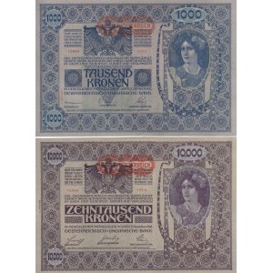 Austria 1000 & 10 000 Kronen 1919 (2)