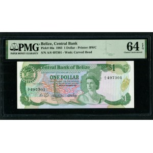 Belize 1 Dollars 1983 - PMG 64 EPQ Choice Uncirculated