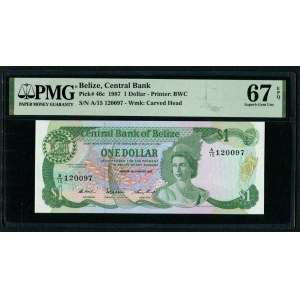 Belize 1 Dollars 1987 - PMG 67 EPQ Superb Gem Unc
