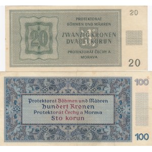 Bohemia & Moravia 20 & 100 Kronen 1940, 44 (2)