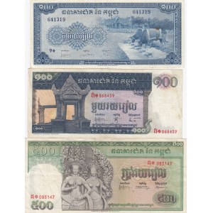 Cambodja 100 & 500 Riels 1958-72 (3)